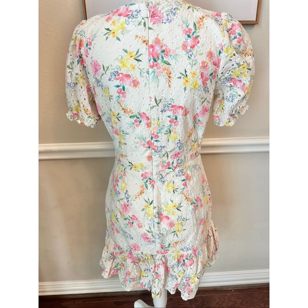 Yumi Kim White Floral Mini Dress with Pink & Yellow Print - Picture 7 of 9